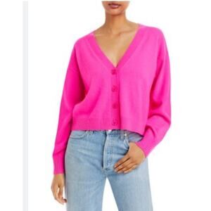 Brand New with Defect Aqua Cashmere Women's Large Pink Cardigan Sweater